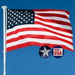 American Flag 3x5 for Outdoor, Made In USA Durable US Flags, Heavy Duty Outdoor American Flag, The Strongest, Longest Lasting, 3x5 Embroidered American Flags Perfect for Outdoor (2 Brass Grommets)