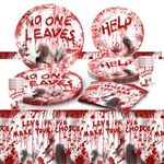 TULEBOLIAN 61PCS Halloween Party Paper Plates,Bloody Good Time Party Tableware Set,Halloween Tableware Decor,Zombie Skull Bloody Party,Party Supplies,for 20 Servings