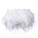 5 Yards Turkey Feather Fringe Trim - 4~6in（10-15cm) Width Natural Fluffy Feather Trim Fringe for DIY, Dress Sewing Crafts Costumes Carnival, Halloween, Handwerk Decoration (White1)