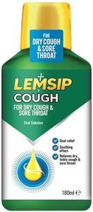Lemsip Cough Syrup 180 ml - Paracetamol Formula for Dry & Tickly Cough, Sore Throat, Catarrh, Mucus Relief, Dual Action Soothing Decongestant Medication