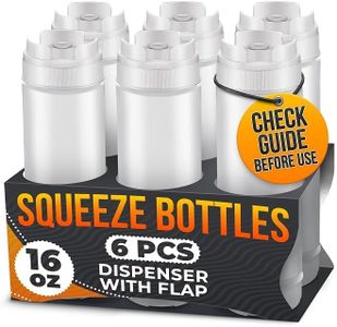 6 Pcs Condiment Squeeze Bottles 16 Oz - 9.2x2.44" Clear Bottles With Self-Closing Valve, Flexible, Easy to Clean and Fill - Dispenser for Sauces and Dressings