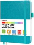 Password Book with Alphabetical Tabs, UpUGo Internet Address and Password Keeper Notebook for Computer & Website Logins, Medium Compact Size, Lake Blue