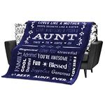 Best Aunt Ever Gifts, Aunt Blanket, Aunt Gifts for Birthday from Niece or Nephew, Plush Soft Throw Blanket Filled with Words or Love and Appreciation 153x127 cm (Dark Blue, Fleece)