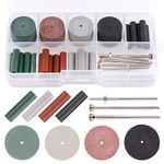 Swpeet 46Pcs Polishing Wheels Kit, 40Pcs 4 Colors Mixed Lab Beauty Silicone Rubber Polishing Wheels and Polishing Particle + 6 Mandrel Shank Perfect for Rotary Hand Pieces Dremel Rotary Tool