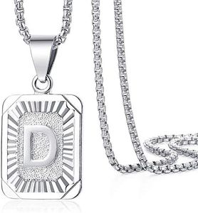 Trendsmax Initial Letter Pendant Necklace Mens Womens Capital Letter White Gold Plated A Z Stainless Steel Box Chain 22inch, Metal, not known