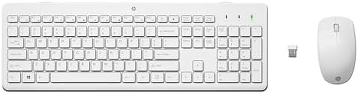 HP 230 Combo Tastiera e Mouse Wireless con Dongle USB-A a 2,4 GHz, Digitazione Silenziosa, Tasti Scelta Rapida e 12 Funzioni, Tastierino Numerico, Mouse a 1600 DPI, Rotella Scorrimento, Bianca