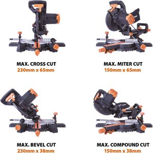 Evolution Sliding Mitre Saw – R210SMS+ Compact, Multi-Material Cutting