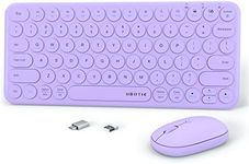 Mini Computer Wireless Keyboard and Mouse Combo, UBOTIE Colorful Compact Silent Linear Switch Round Keycaps TKL Keyboards with Optical Mouse for Travel Business(Purple)