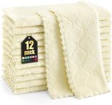 Homaxy 12 Pack Kitchen Dish Cloths (10 x 10 Inches, Cream Yellow), Super Soft and Absorbent Coral Velvet Dish Towels, Nonstick Oil Fast Drying Microfiber Cleaning Cloth, No Lint Household Dishcloths