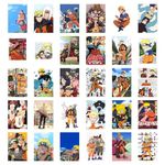 Unquote Naruto Anime Wall Décor Art Posters, Multicolor - Set of 30 (10L x 15W) CM - Cartoon Wallpapers for Home & Room Decoration Stickers, 300 GSM Paper Posters for Gifts with Double Sided Tape Roll