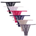 UWOCEKA Lace G String Thongs For Women - Pack of 6 Lacy Sexy See Through Lady's Panties, A Color, Small