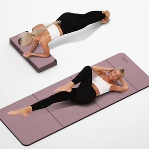 Foldable Yoga Mat Extra Thick 0.32 Inches Eco-Friendly POE Material, Non-Slip Design Fitness Mats, Multi-Purpose Workout Mats For Studio or Home Use 71 x 24 x 0.32 inches (Deep Pink+Black)