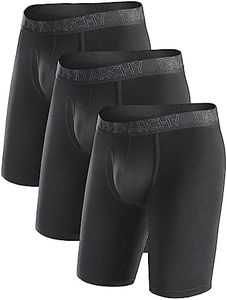 DAVID ARCHY Mens Underwear Boxer Briefs Breathable Soft Moisture-Wicking with Fly Underwear for Men Multipack, C, Black- 8" in 3 Pack