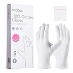 COOLJOB White Cotton Gloves for Women and Men, 6 Pairs Eczema Gloves with a Free Wash Bag, 100% Cotton Moisturising Protective Gloves for Dry Hands, Jewelry Inspection (6 Pairs, Size S)