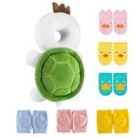 Mounting UP Baby Toddler Walker Head Protector Backpack Adjustable Wear Head Protection Safety Pad Backpack with 3 Pairs Knee Pads & 3 Pairs Socks Walking & Crawling Cute Tortoise WG HX WZ S7 CA