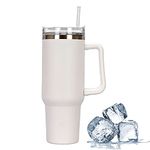 Somerway 1182ml Travel Mug 40oz Tumbler with Straw and Lid, Stainless Steel Double Wall Vacuum Insulated Mug for Hot and Cold Coffee with Handle for On The Go