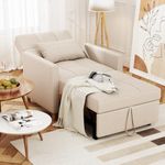 YODOLLA Single Sofa Bed Chair,3-in-1 Sleeper Chair Bed,Single Sofa Bed for Small Room,Convertible Sofa Chair Pull Out Adjustable Single Armchair Bed with Side Pocket, Beige