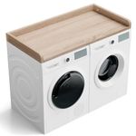 Washer and Dryer Countertop, 27.5" W x 54" L Laundry Room Storage and Organization with Edge Rails, Oak