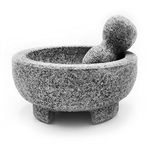 Umien™ Granite Mortar and Pestle Set Guacamole Bowl Molcajete 8 Inch - Natural Stone Grinder for Spices, Seasonings, Pastes, Pestos and Guacamole - Extra Bonus Avocado Tool Included