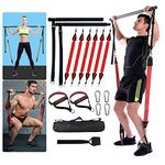 FOSER Portable Exercise Bar Kit, Upgraded Detachable Pilates Bar, 180LBs Adjustable Resistance Band, Barbell Training Equipment (180LBs, Nylon, 30 pounds)