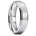 King Will Basic Men's Tungsten Carbide Ring 6mm Polished Beveled Edge Matte Brushed Finish Center Wedding Band 8.5