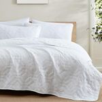 HLC.ME Logan - 3 Piece King Size Quilt Set, Lightweight King Bedspread Coverlet Set (King, White)