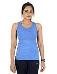 DECISIVE Fitness Scoop Neck Gym Vest Stringer Yoga Running Tank Top for Women (Large (32" to 34" Bust), Sky-Blue-Melange)