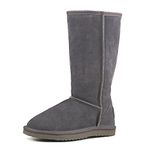 AUSLAND Tall Boots for Women Half-boots Winter Mid-calf Snow Boots Classic 9.5US A5815 Grey 40EU