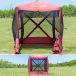 Seven Color House Pop Up Screen Tent House for Camping 4 Sided Portable Gazebo Tent for Outdoor Sun Shelter Canopy for Patio Backyard Garden 6 x 6 Foot, Red