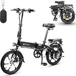 DYU Electric Bike for Adults Teens,16" Folding Electric Bicycle,Commuter City E-Bike with 250W Motor and 36V 7.5Ah Battery,Height Adjustable,Battery Indicator,Wireless Key Start,Compact Portable