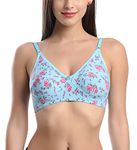 FIMS - Fashion is my style Cotton Bra Non-Padded Non-Wired Bra Floral Print Bra for Women Combo Pack Girls Everyday Bra, Blue1, Pack of 1, Cup- B, Size-34