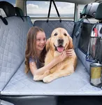 Easyego Back Seat Extender for Dogs-Large Space, Car Seat Cover Hard Bottom with Storage, Sturdy Back Seat Protector for Dogs, Washable Dog Hammock Car Bed for Car, SUV, Truck, Light Grey