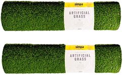 simpahome 2 x Quality Non Fade Artificial Grass Pile Roll - 2m x 1m / 6.6ft x 3.3ft - 30mm Pile Height - Astro Turf Fake Lawn - Tested Extreme Weather Conditions.