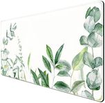 Eucalyptus Leaves Large Mouse Pad Green Plants Extended Gaming Mousepad, Leaf Desk Mat with Stitched Edges XXL Size (31.5x15.75 Inchs), Wireless Mouse Keyboard Mat for Desktop Laptop, Game, Office