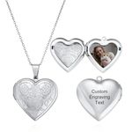 MeMeDIY Personalized Heart Locket Necklace - Custom Photo Locket Necklace Gold/Silver/Rose Gold Lockets That Holds Picture Customized Memorial Locket Necklace Jewellery Gifts for Women -A1