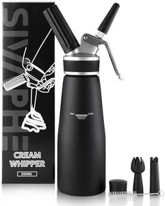 Sivaphe Professional Whipped Cream Dispenser Aluminum Grade Canister, Heavy Duty Cream Whipper Homemade Bliss, Portable Whipped Nitro Coffee Maker Black（Chargers Not Included)