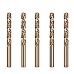 8mm Cobalt Drill Bits, M35 HSS Gold Cobalt Metal Jobber Length Twist Drill Bit Set for Hard Metal, Stainless Steel, Cast Iron (5/16 in (5pcs))