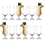 LAV Fiesta Pina Colada Glasses - 390ml - Clear - Pack of 12 - Large Tall Hurricane Pineapple Martini Milkshake Party Drinking Glass Set