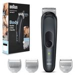 Braun Body Groomer 3 for Men from Gillette, BG3340, Manscaping Tool, SkinShield Technology, Sensitive Comb, Lifetime Sharp Metal Blade, Body Groomer for Men, Gray/Black