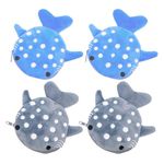 EUPSIIU 4 Pcs Shark Plush Coin Purse, Shark Zipper Wallet, Plush Coin Pouch, Shark Coin Purse, Portable Pouch, Items Bags for Men Women Cosmetic Jewelry Stuff, Key Holder Earphone Bag (Blue, Grey)