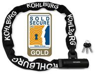 KOHLBURG Security Chain Lock Sold Secure Gold - 4ft / 120cm Extra-Long Bicycle Lock - high Security Standard - Heavy Duty Lock 0.33" Strong - Secure Bike Chain Lock for e-Bike Bicycle Motorbike