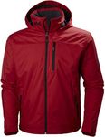 Helly Hansen Men's Crew Hooded Midlayer Fleece Lined Waterproof Raincoat Jacket, Red, Large, Red, Large