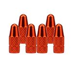 SENZEAL 6Pcs Bicycle Presta Valve Dust Caps Aluminum Alloy French Style Cycling Tyre Valve Stem Caps for MTB Bicycle Road Bike Wheels Orange