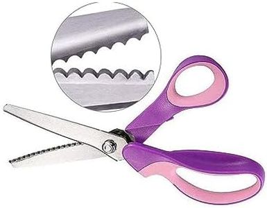 ZXUY 5MM Pinking Shears for Fabric, Stainless Steel Handled Professional Dressmaking Sewing Scissors Zig Zag Fabric Craft Scissors (Purple Scalloped)