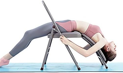 CIGOCIVI Yoga Auxiliary Chair with Lumbar Back Support Relieve Back Pain Chair Foldable Balance Handstand Training Tool (A-Grey)