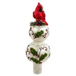 Kurt Adler 12-Inch Glass Holiday and Cardinal Tree Top