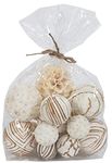 RULU Dried Exotics Orbs/Balls/Spheres Bowl and Vase Fillers 12"x9"x6" White/Natural Assorted