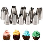 Kayaso Cake Decorating Icing Piping Tip Set, 10 X-Large Decorating Tips Stainless Steel Plus 20 Disposable Pastry Bags