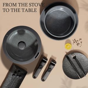 GiPP 11-Piece Non-Stick Ceramic Cookware Set – Grey, Detachable Handle, Induction Safe