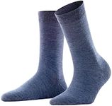 FALKE Women Softmerino Crew Cut W 1 Pair, Blue (Dark Blue Melange 6688), 8-9